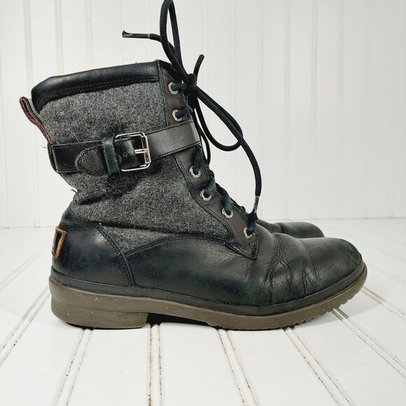 UGG Kesey Black Leather Waterproof Lace Up Boot H722 - Picture 5 of 11
